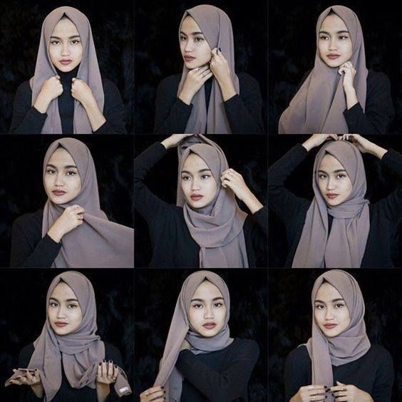 Detail Tutorial Hijab Panjang Simple Nomer 24