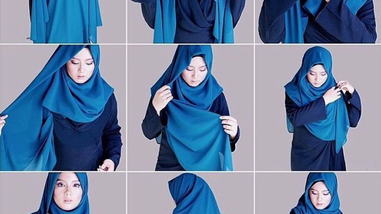 Detail Tutorial Hijab Panjang Simple Nomer 4