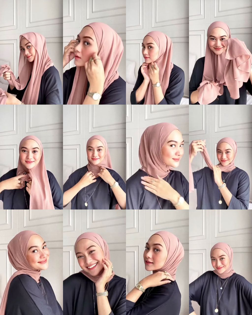 Detail Tutorial Hijab Panjang Simple Nomer 7