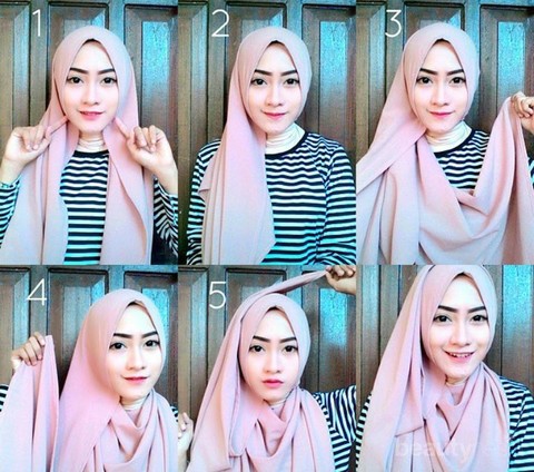 Detail Tutorial Hijab Panjang Simple Nomer 8