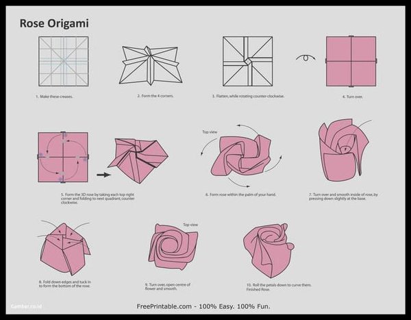 Detail Tutorial Origami Bunga Mawar Nomer 30