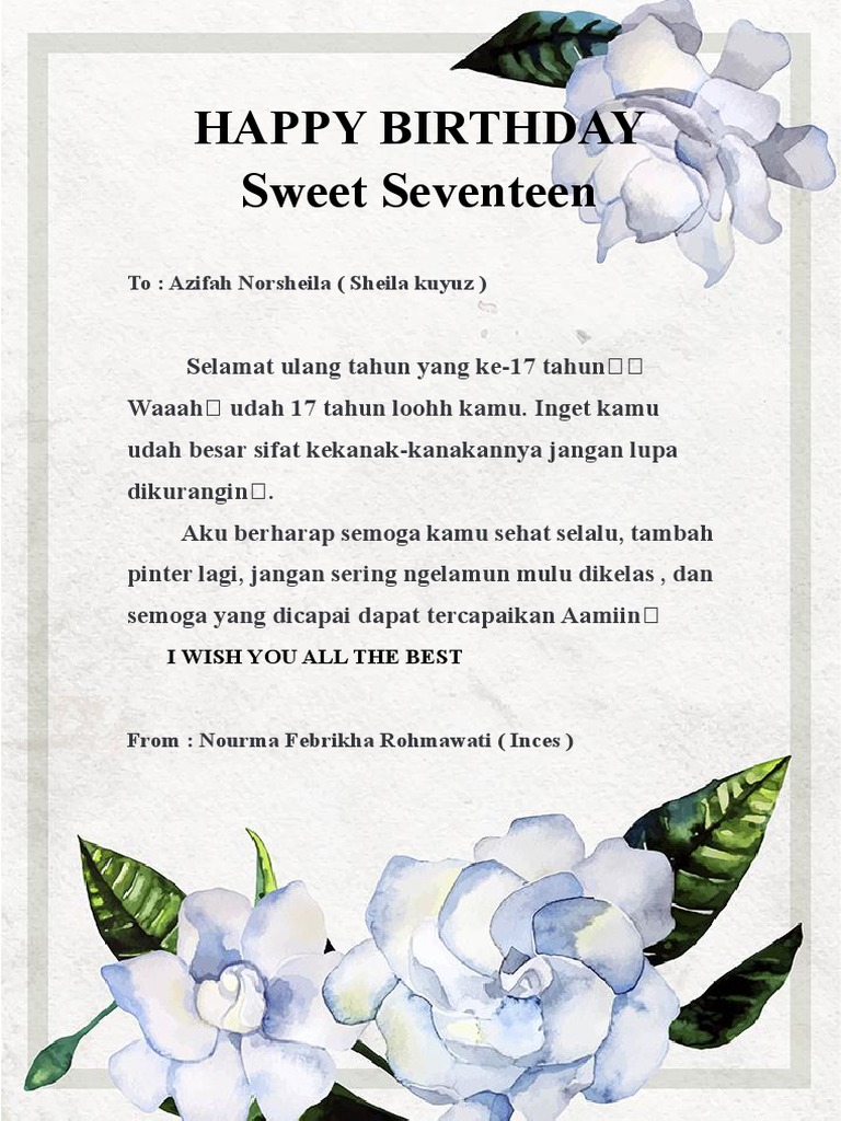 Detail Ucapan Sweet Seventeen Birthday Nomer 7