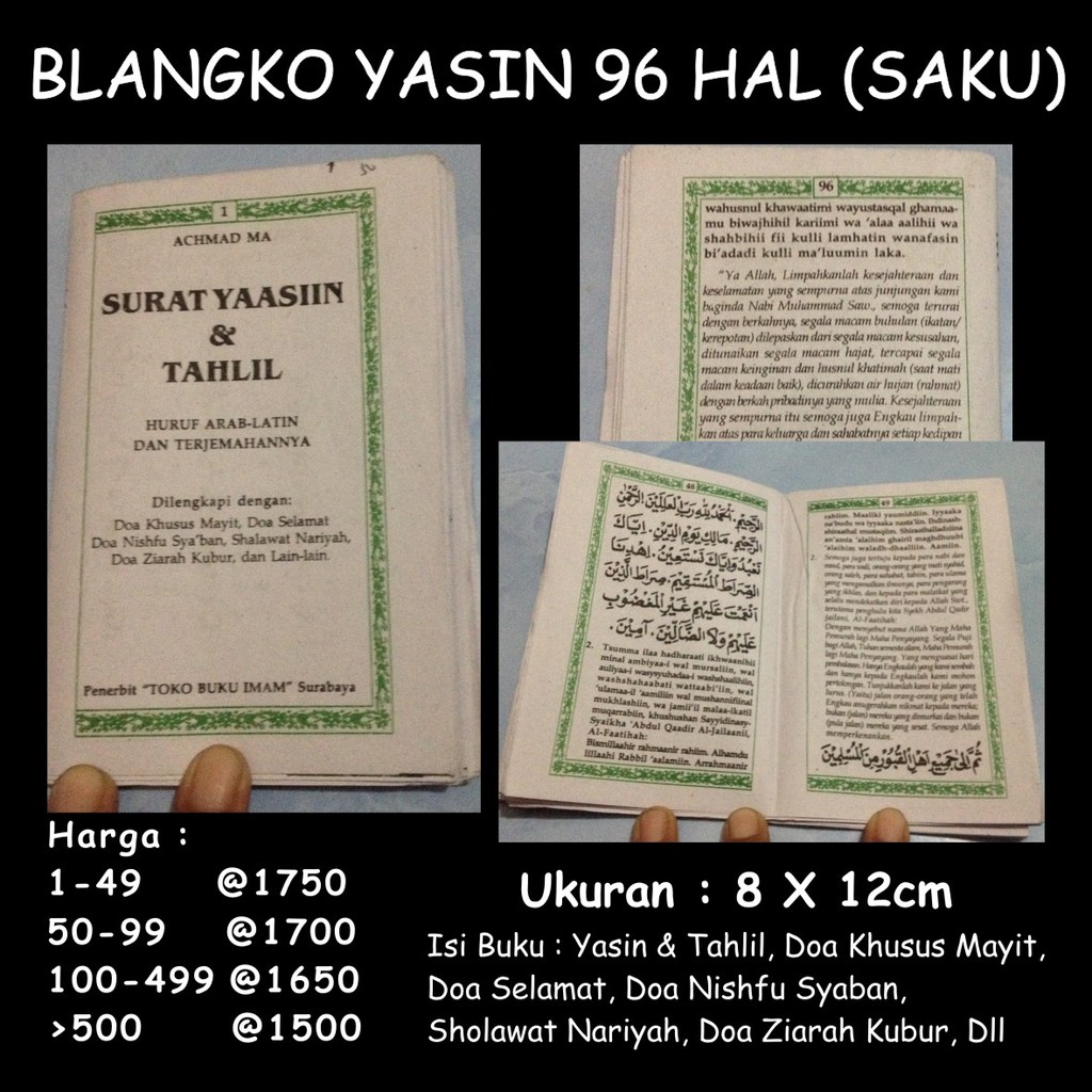 Detail Ukuran Buku Yasin Nomer 15