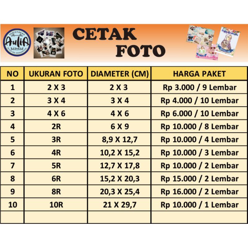 Ukuran Cetak Foto Dan Harga - KibrisPDR