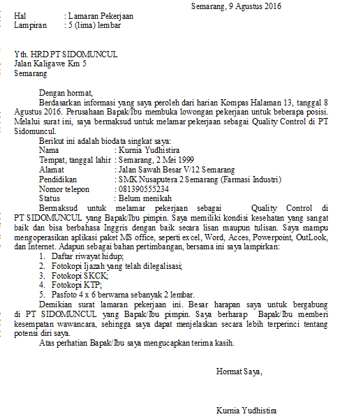 Detail Ukuran Kertas Untuk Surat Lamaran Kerja Nomer 8