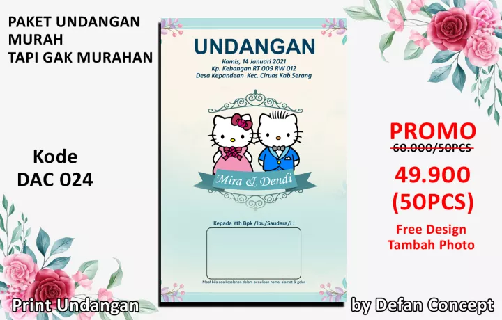 Detail Undangan Pernikahan Hello Kitty Nomer 30