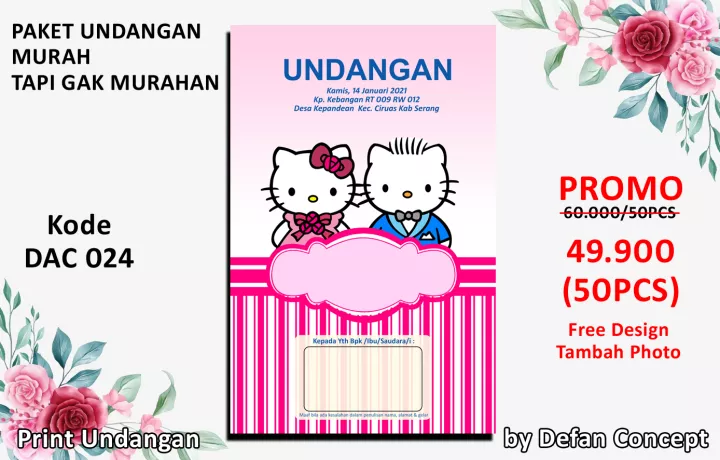 Detail Undangan Pernikahan Hello Kitty Nomer 36