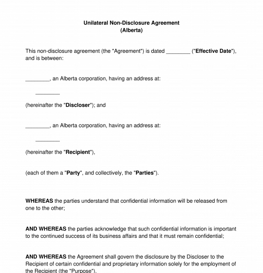 Detail Unilateral Nda Template Nomer 37