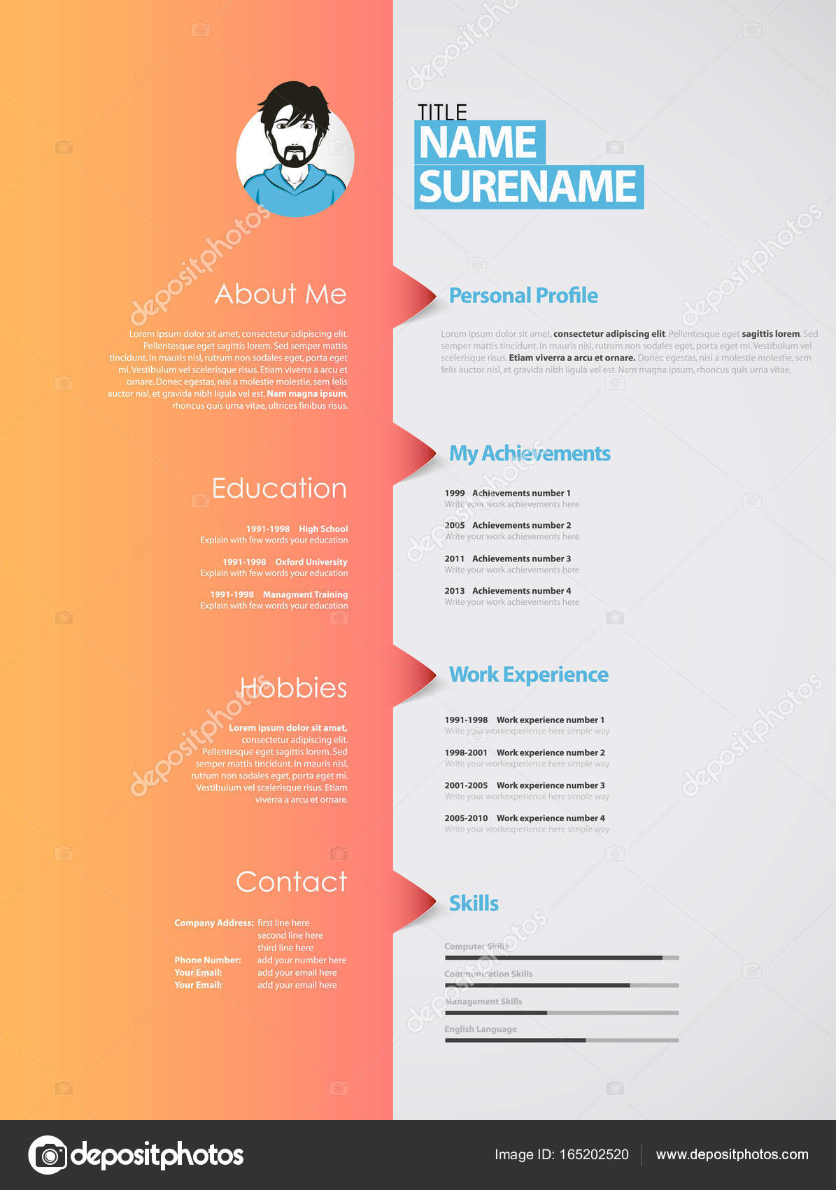 Detail Unique Curriculum Vitae Template Nomer 3