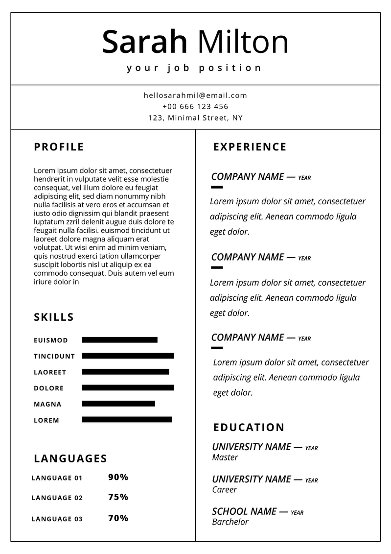 Detail Unique Curriculum Vitae Template Nomer 37