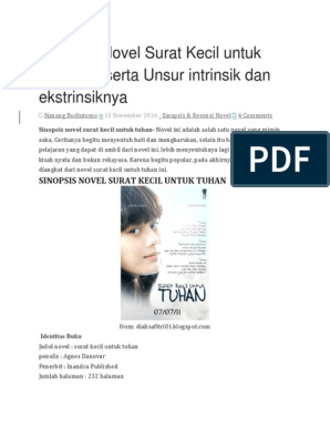 Detail Unsur Intrinsik Novel Surat Kecil Untuk Tuhan Nomer 2