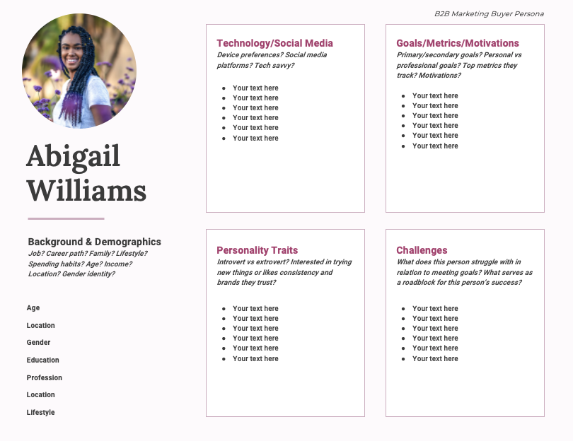 Detail User Persona Template Word Nomer 50