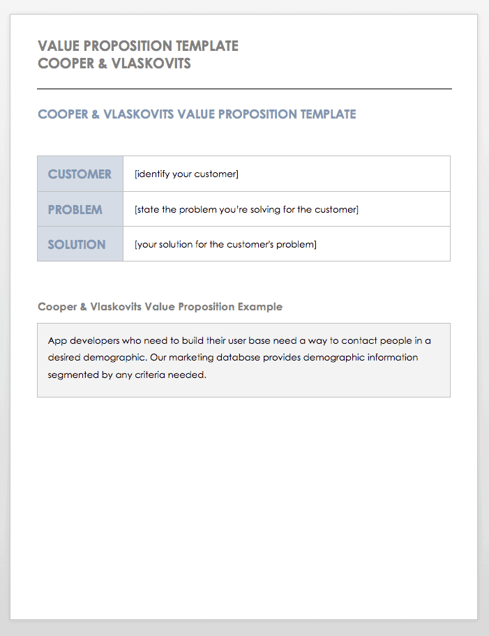 Detail Value Proposition Template Doc Nomer 30