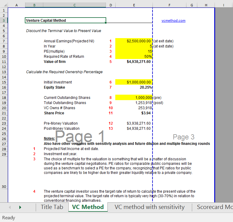 Detail Vc Method Valuation Template Nomer 6