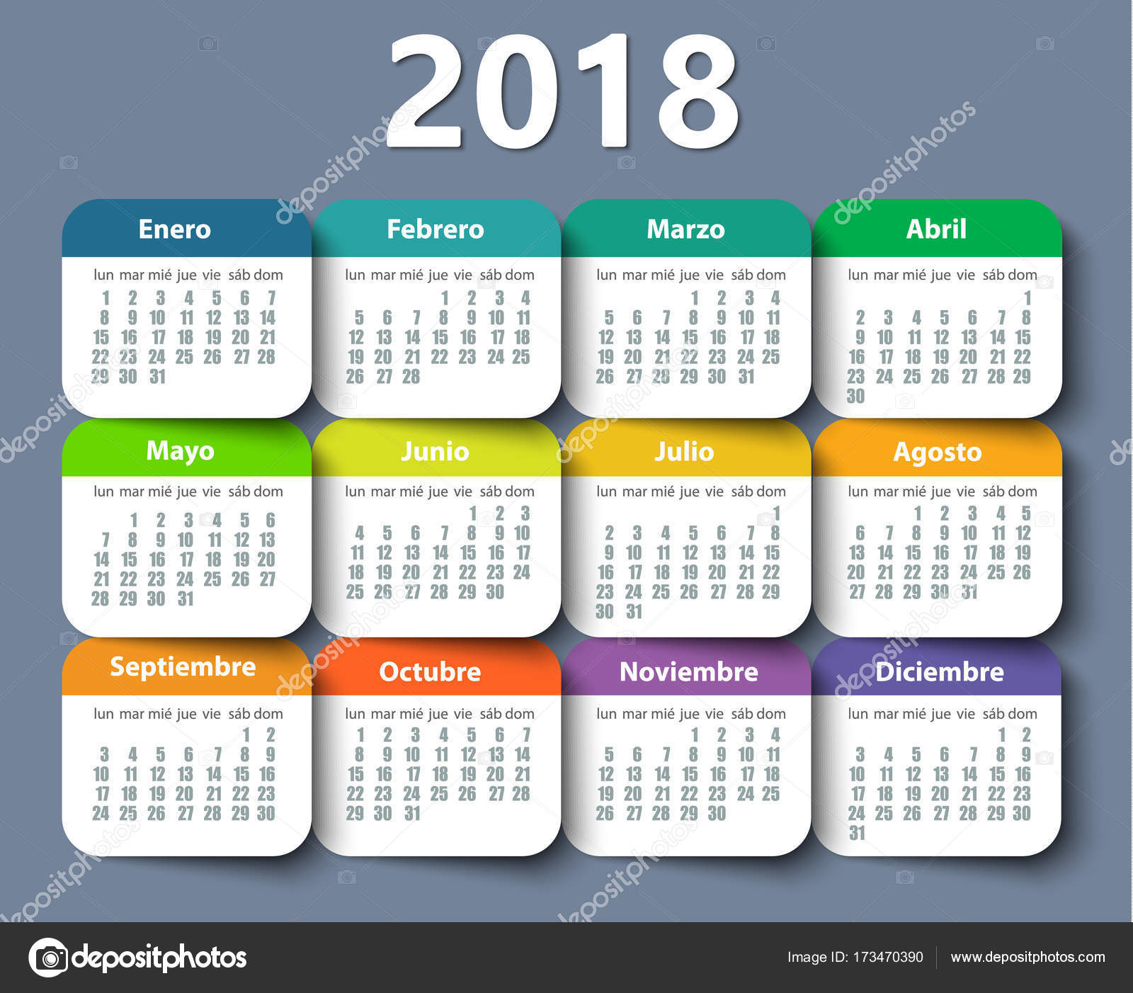 Detail Vektor Kalender 2018 Nomer 2