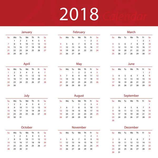 Detail Vektor Kalender 2018 Nomer 16