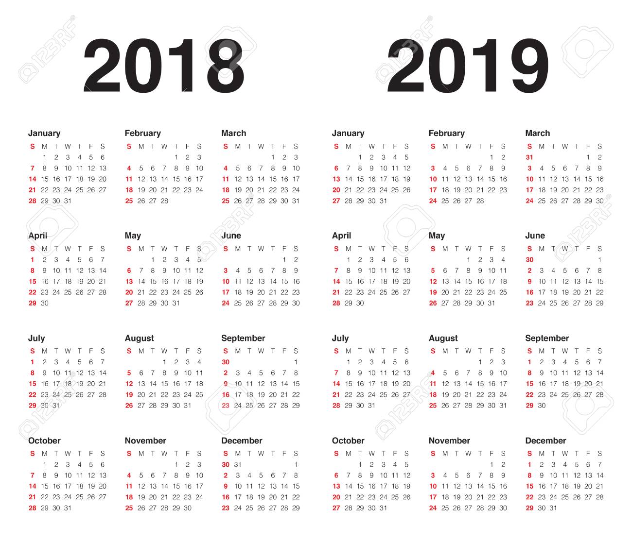 Detail Vektor Kalender 2018 Nomer 3