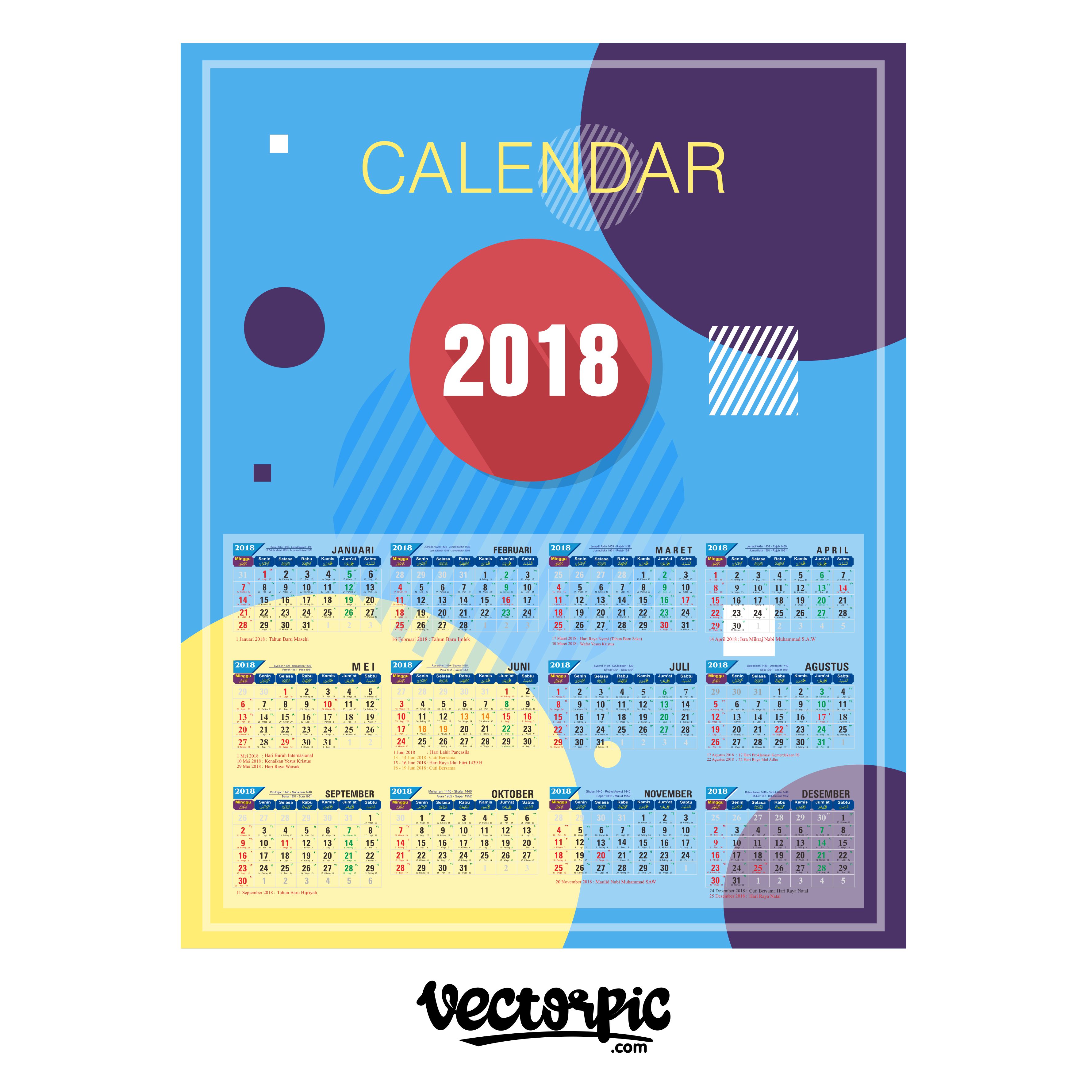 Detail Vektor Kalender 2018 Nomer 19