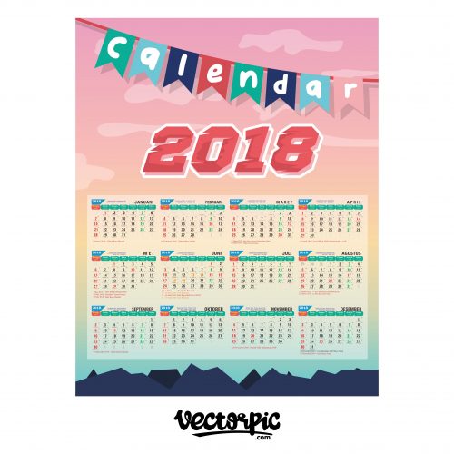 Detail Vektor Kalender 2018 Nomer 4