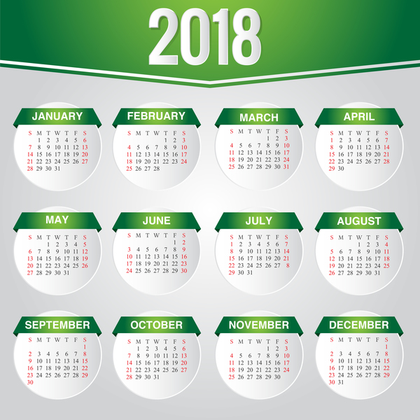 Detail Vektor Kalender 2018 Nomer 38