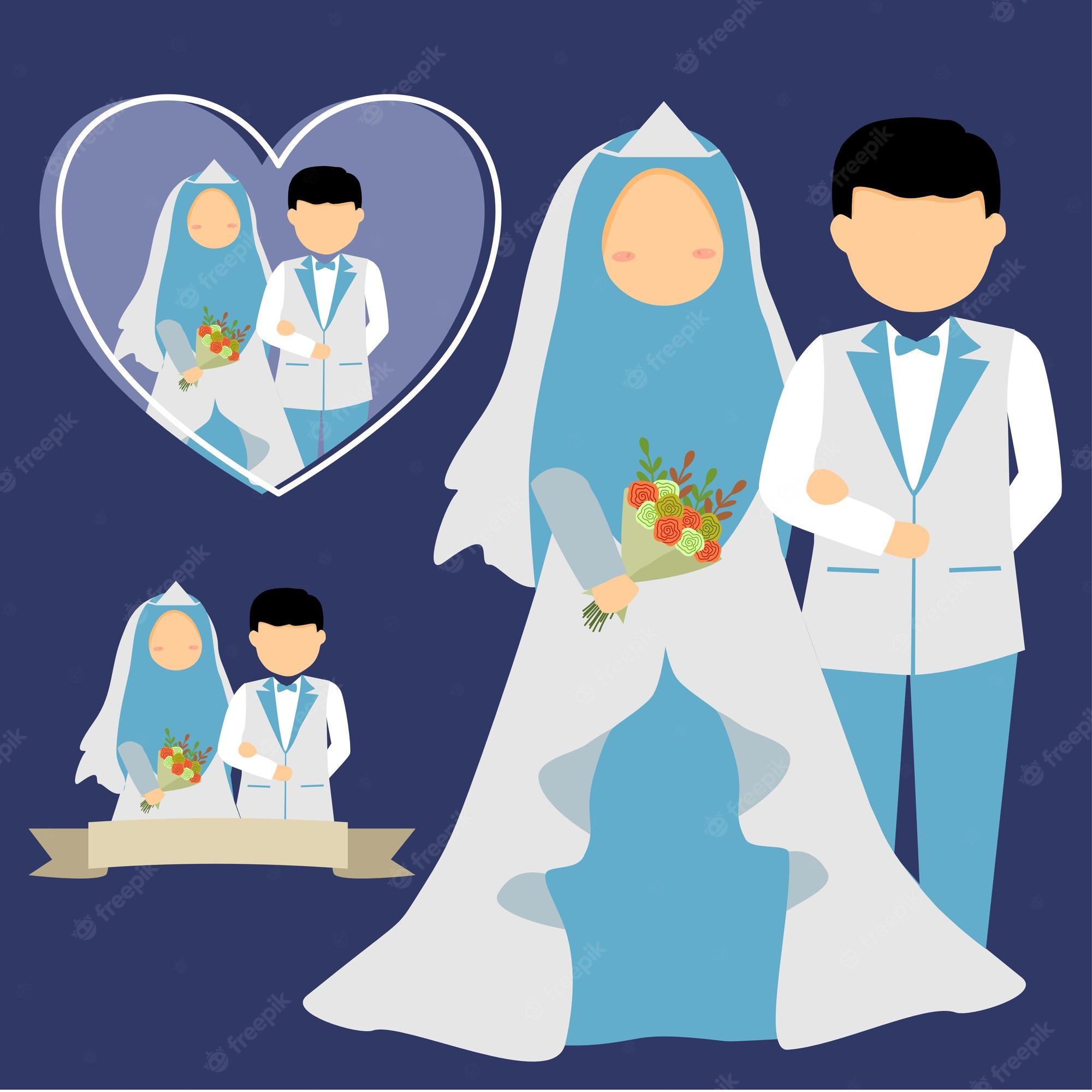 Detail Vektor Kartun Pengantin Muslimah Png Nomer 37