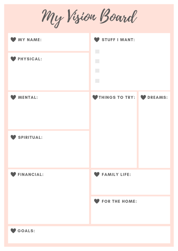 Detail Vision Board Template Nomer 3