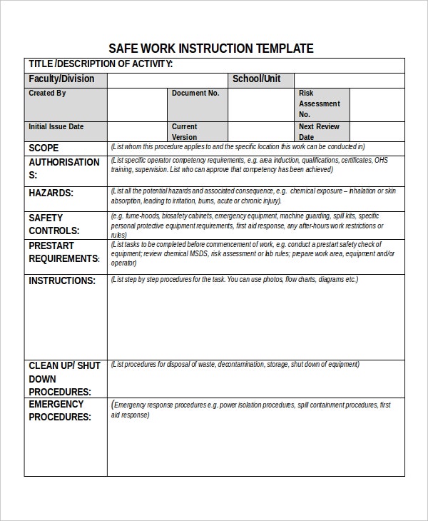 Detail Visual Work Instruction Template Nomer 14