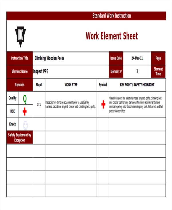 Detail Visual Work Instruction Template Nomer 19