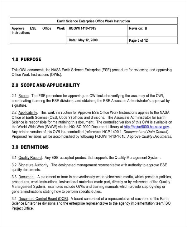 Detail Visual Work Instruction Template Nomer 28