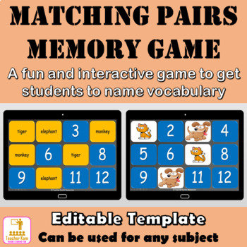 Detail Vocabulary Memory Game Template Nomer 5