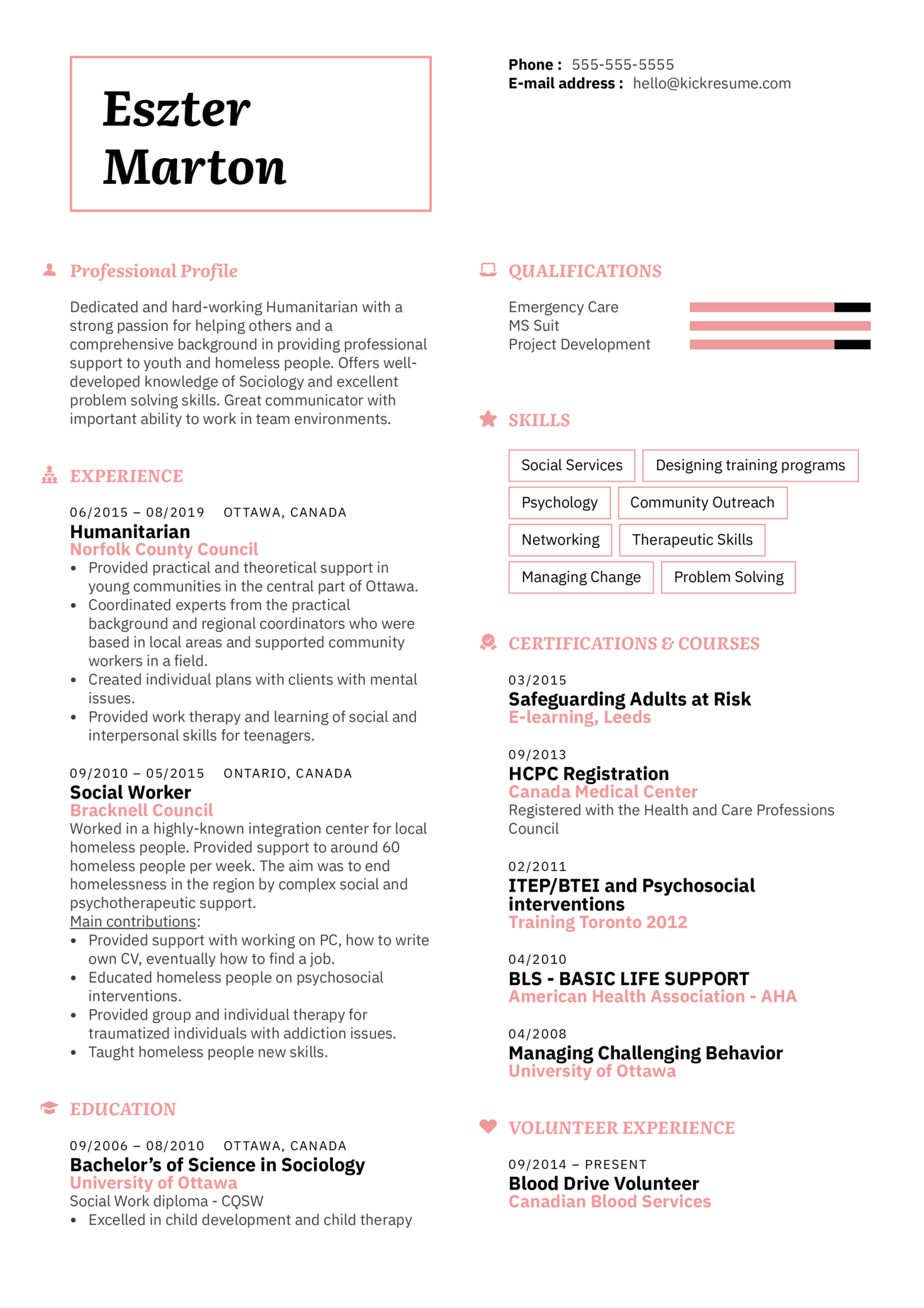 Detail Volunteer Resume Template Nomer 34