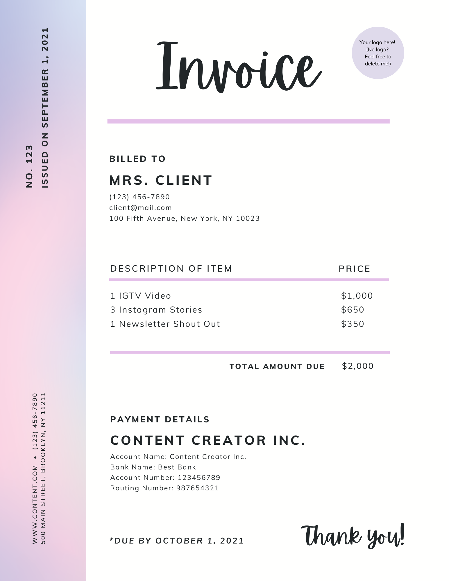 Detail W9 Invoice Template Nomer 18