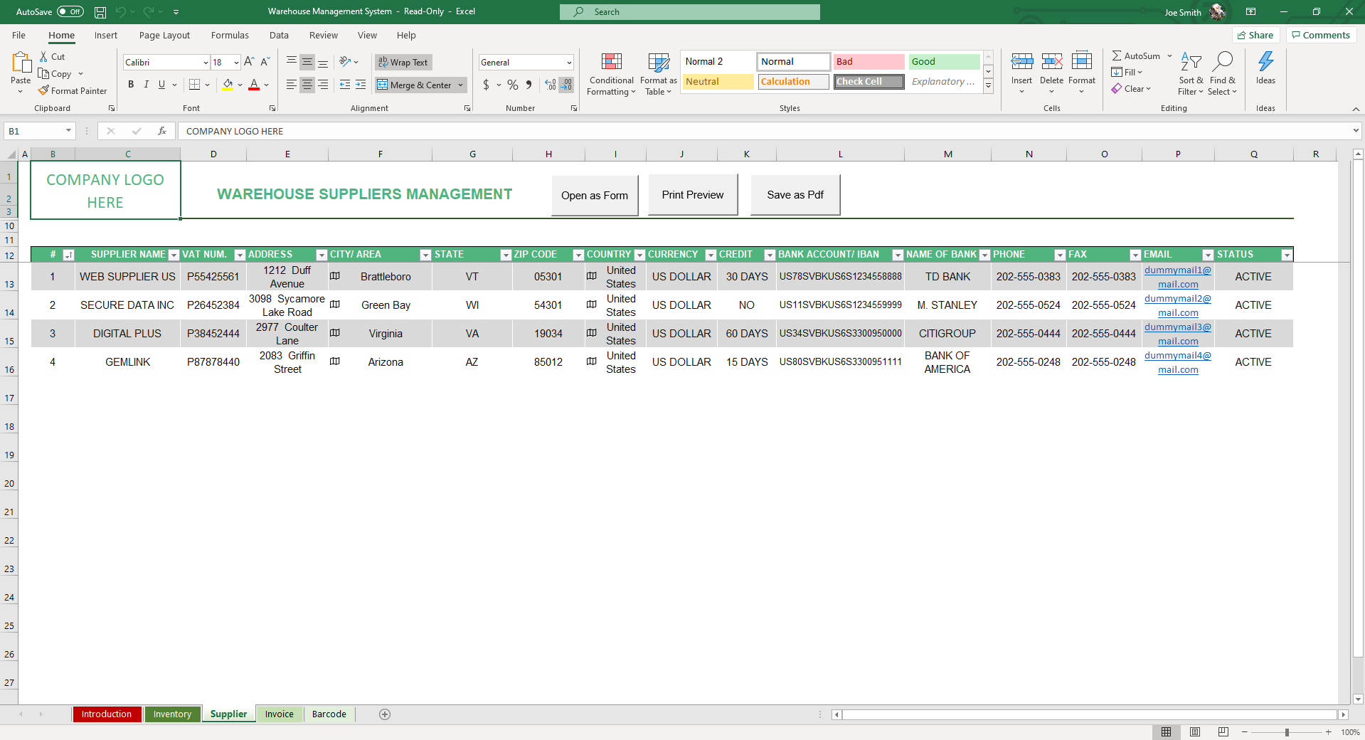 Detail Warehouse Management System Excel Template Nomer 44