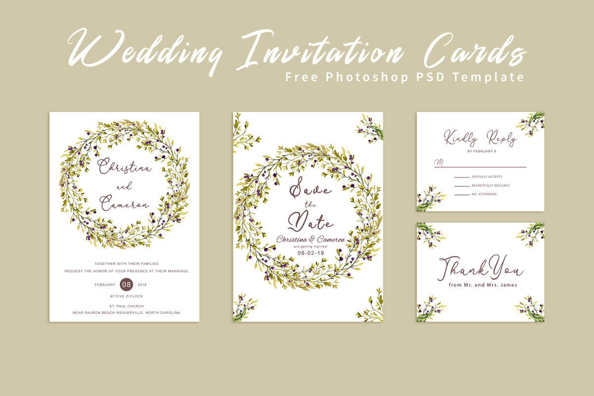 Detail Wedding Card Template Photoshop Nomer 10