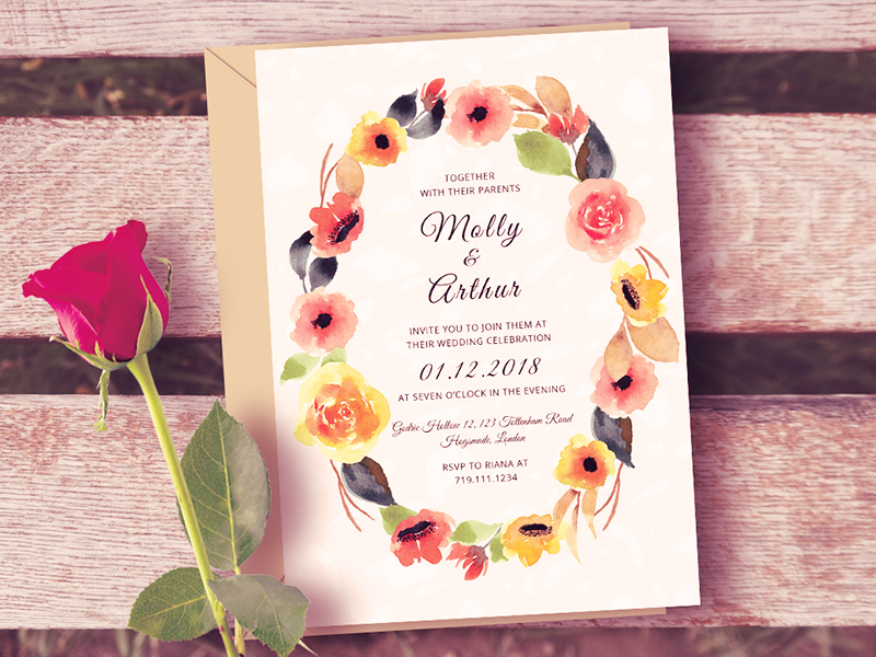 Detail Wedding Card Template Photoshop Nomer 15