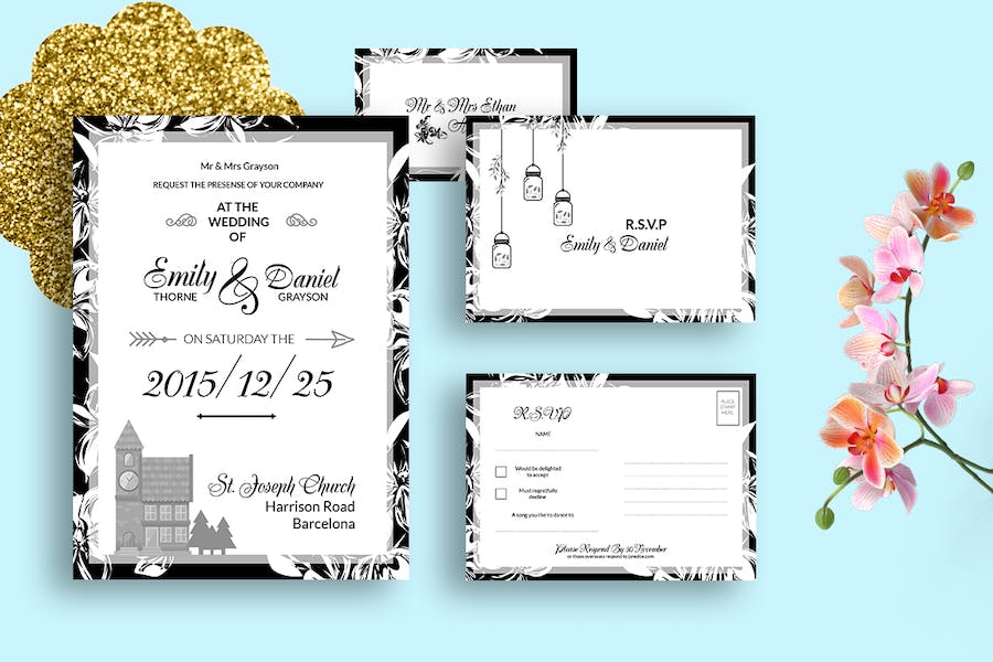 Detail Wedding Card Template Photoshop Nomer 50