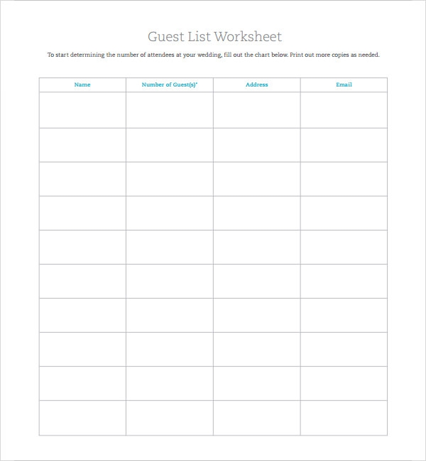 Detail Wedding Guest List Template Microsoft Word Nomer 14