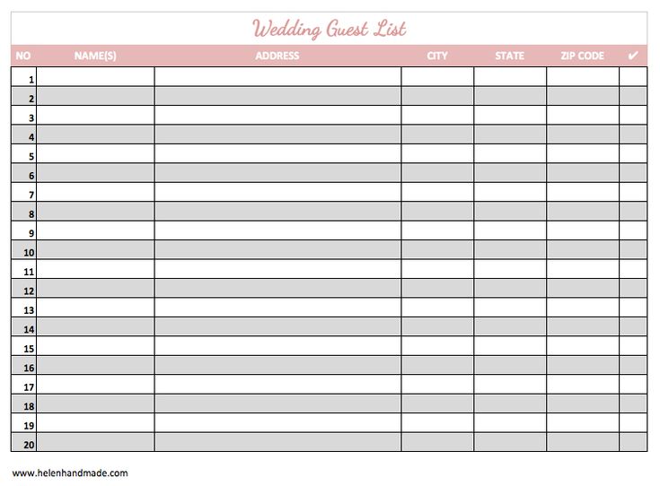 Detail Wedding Guest List Template Microsoft Word Nomer 23