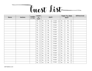 Detail Wedding Guest List Template Microsoft Word Nomer 24