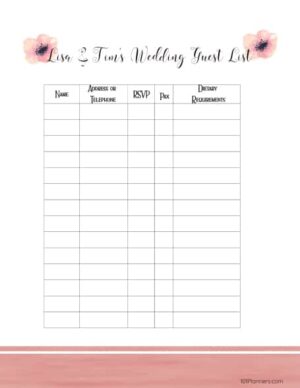 Detail Wedding Guest List Template Microsoft Word Nomer 5