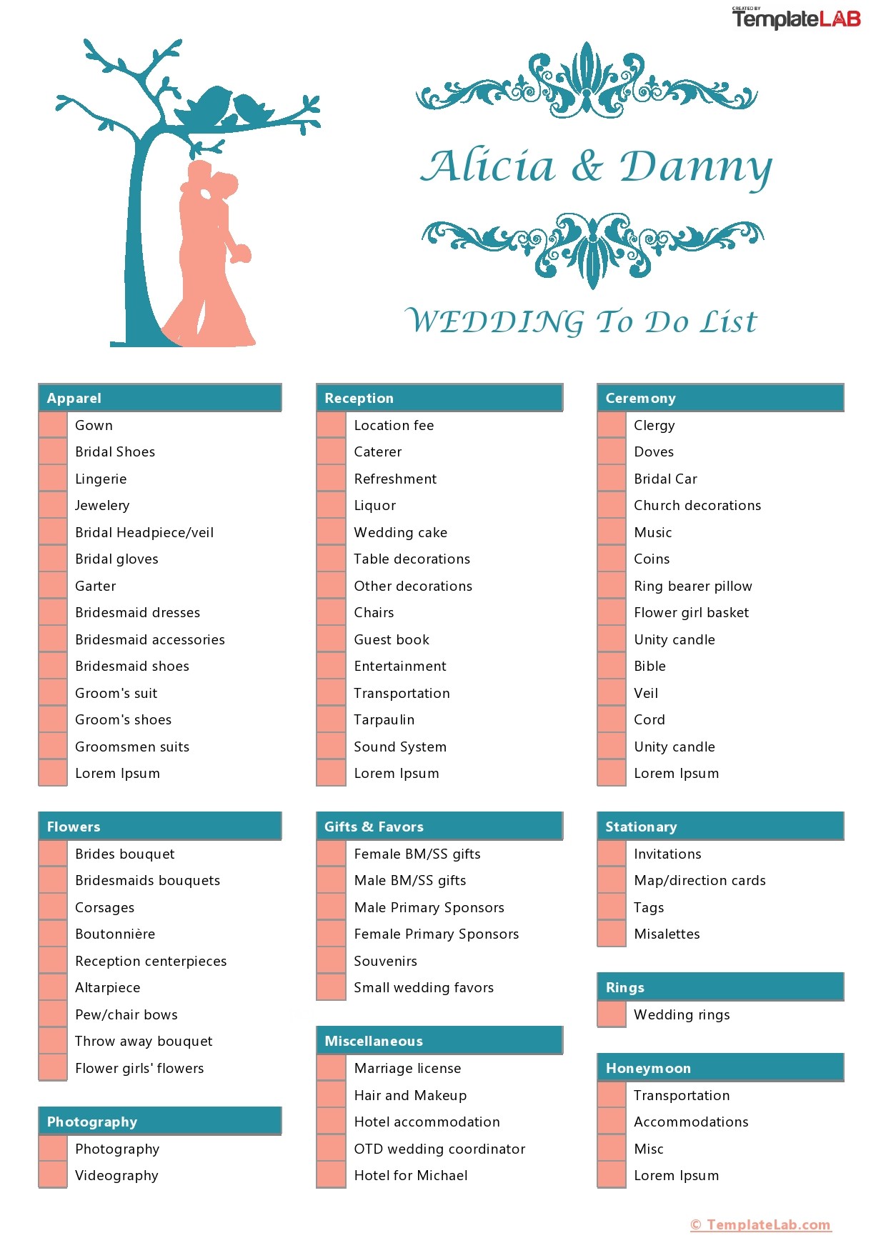 Detail Wedding Guest List Template Microsoft Word Nomer 40