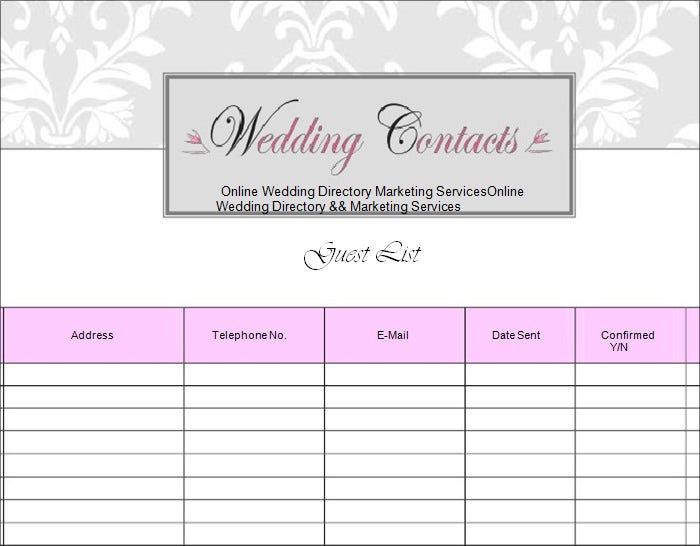 Detail Wedding Guest List Template Microsoft Word Nomer 54