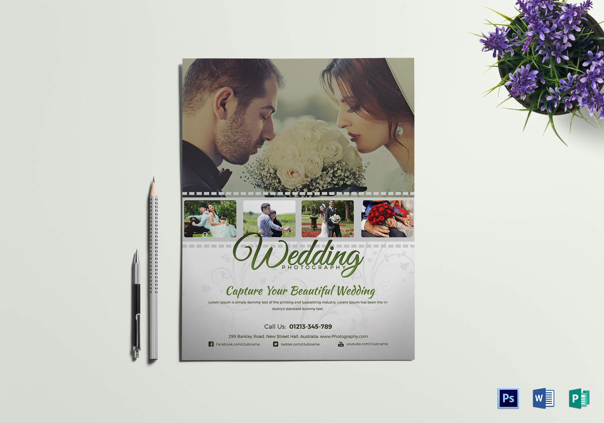 Detail Wedding Photography Flyer Template Nomer 21