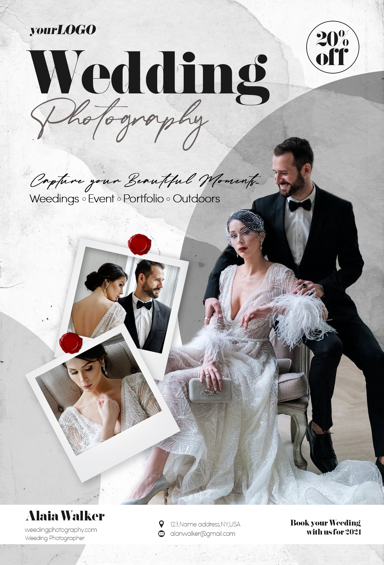 Detail Wedding Photography Flyer Template Nomer 27