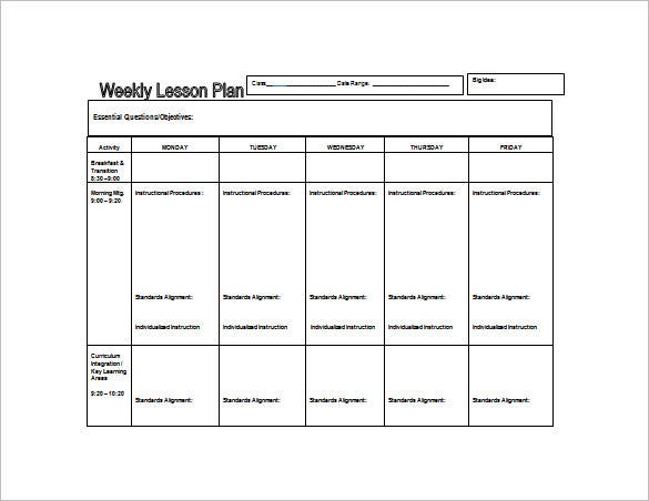 Detail Weekly Lesson Plan Template Doc Nomer 3