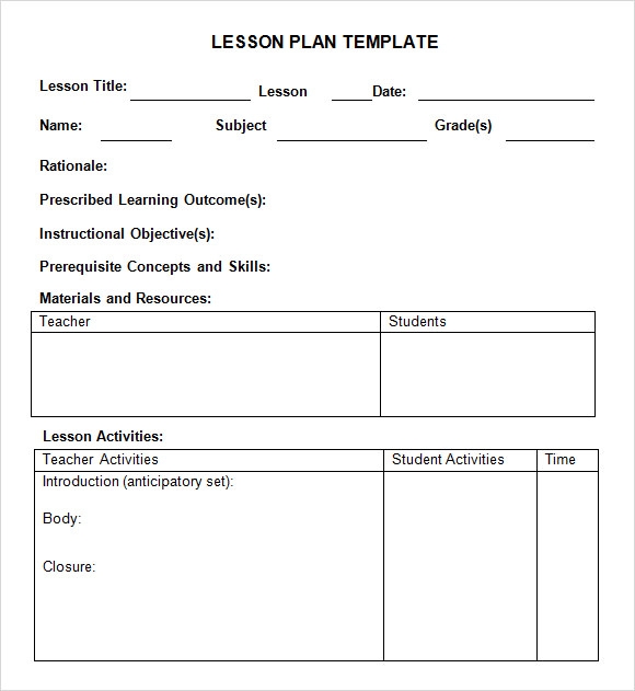 Detail Weekly Lesson Plan Template Doc Nomer 24