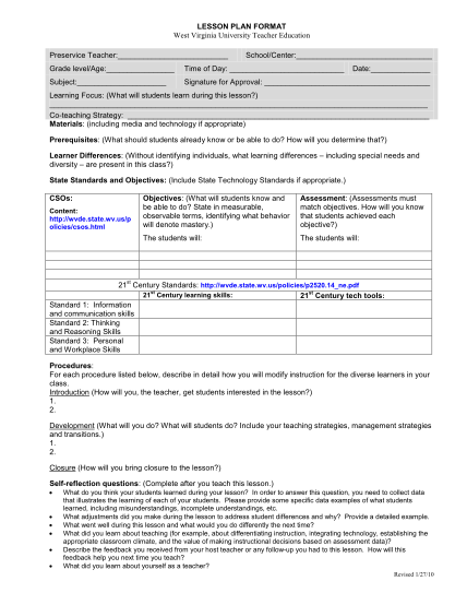 Detail Weekly Lesson Plan Template Doc Nomer 42