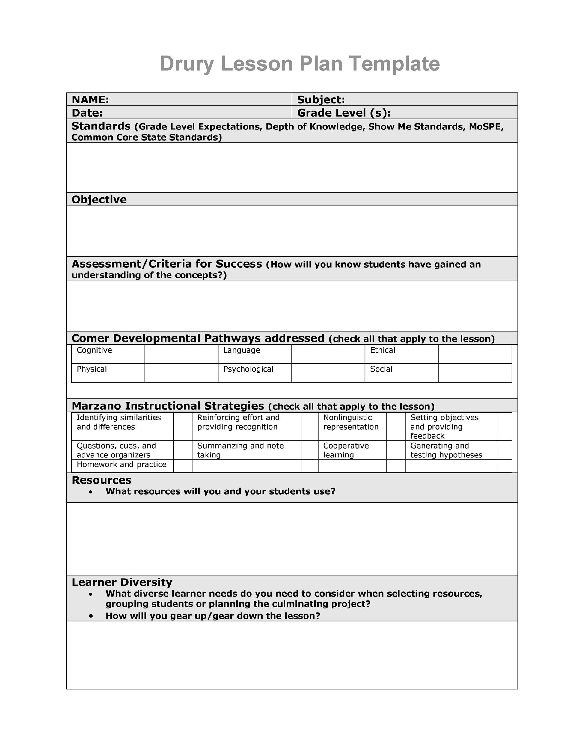 Detail Weekly Lesson Plan Template Doc Nomer 52