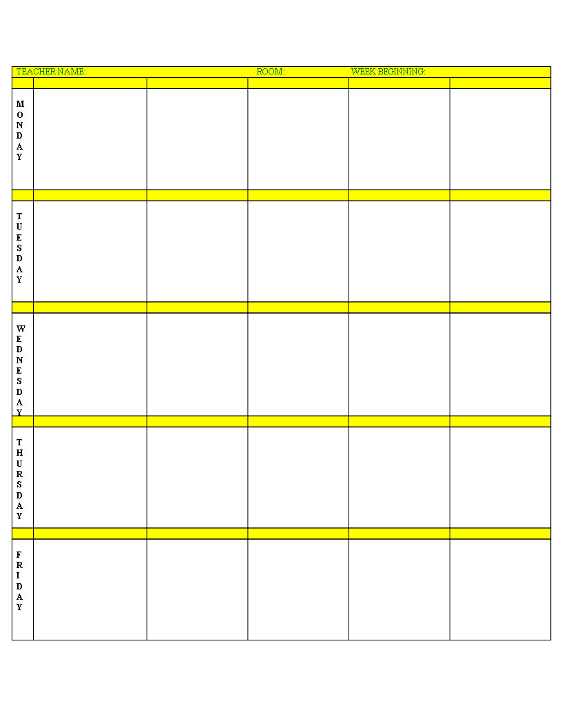 Detail Weekly Lesson Plan Template Doc Nomer 56