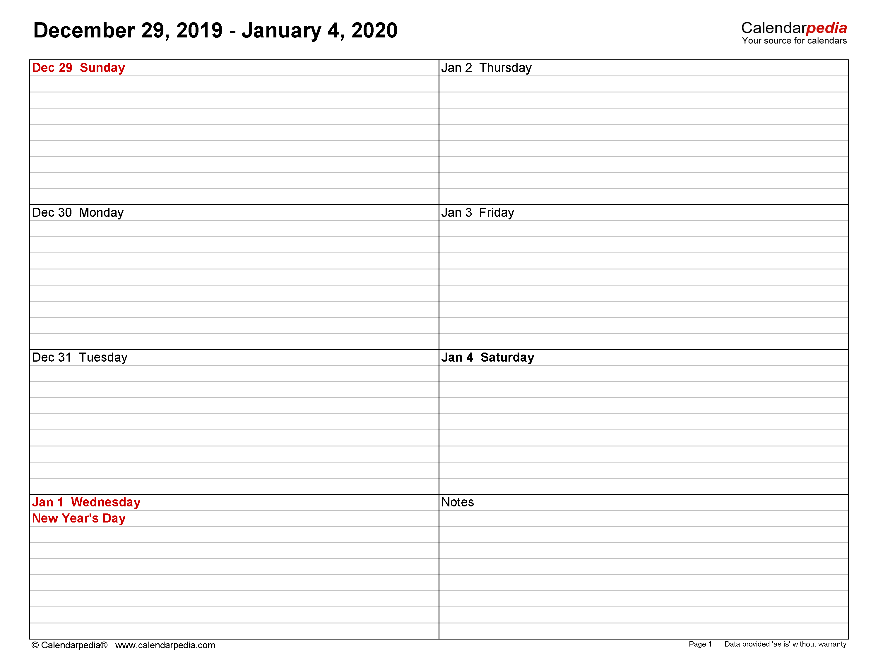 Detail Weekly Planner Template 2019 Nomer 20